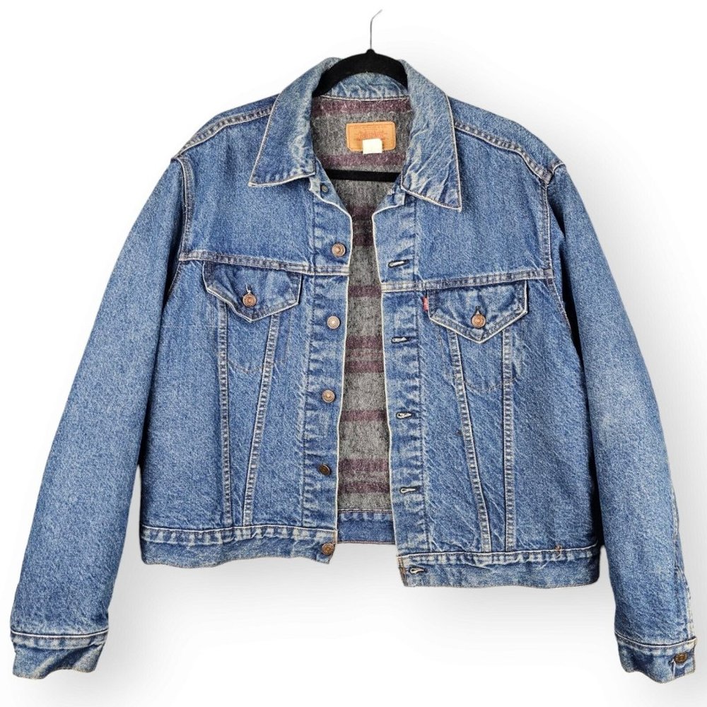 VTG Levis 70505 0317 Size 48 Denim Troy Blanket Lined Trucker Type 3 Jacket USA